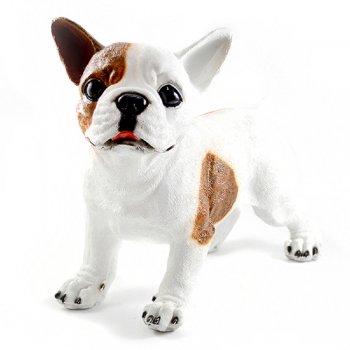 Cachorro Bulldog Francês Bidu Branco e Marrom - 27x15,5x32cm