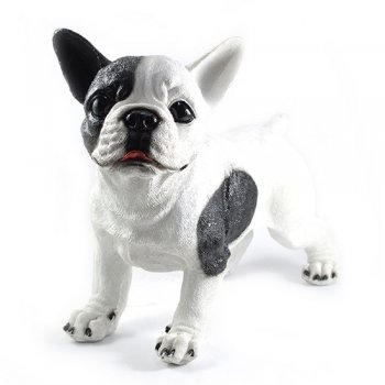 Cachorro Bulldog Francês Bidu Branco e Preto - 27x15,5x32cm
