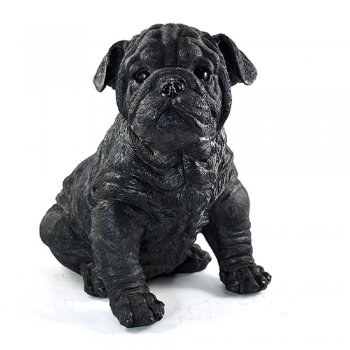 Cachorro Pug Ted Preto - 23x16,5x26,5cm