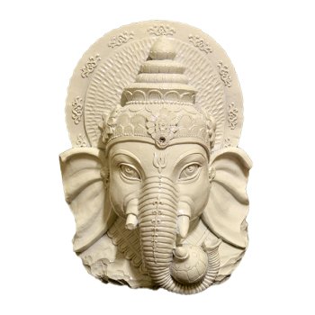 Ganesha Branco Brilhante - 27x21x12cm