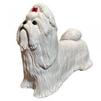Cachorro Shih Tzu Bella Branca - 30x15x41cm