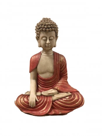 Buda Tibetano P Manto Vermelho - 24,5x18,5x13cm