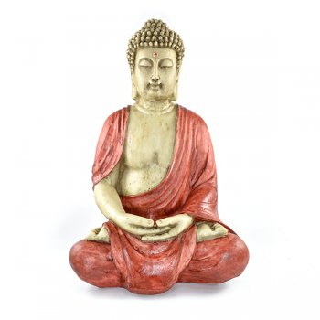 Buda Tibetano M Vermelho Pele - 37,5x24,5x19cm