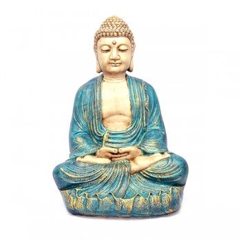 Buda Tibetano G Manto Azul - 57,5x27x36cm