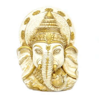Ganesha Branco e Dourado - 27x21x12cm