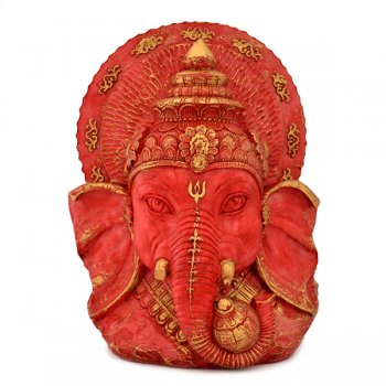 Ganesha Vermelho e Dourado - 27x21x12cm